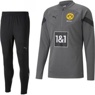 👉 Trainingspak grijs zwart trainingspakken PUMA Borussia Dortmund 1/4-Zip 2022-2023