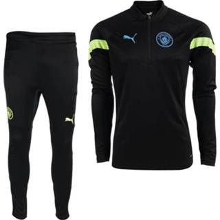 👉 Trainingspak zwart groen trainingspakken mannen PUMA Manchester City 1/4-Zip 2022-2023 Lichtgroen