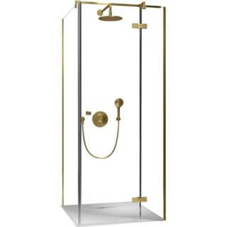 👉 Zijwand messing glas goud Ben Vivid voor draaideur 90x200 cm Geborsteld Helder 8714176021951