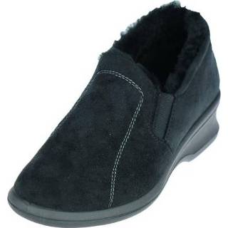 👉 Pantoffels zwart syntetisch microvelour damesschoenen vrouwen Rohde Pantoffel 4044683957585