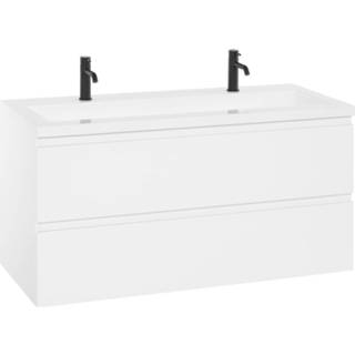 👉 Badmeubelset wit glans Ben Vario 120x51 cm Sneeuw mat en wastafel met 2 kraangaten 8714176045780