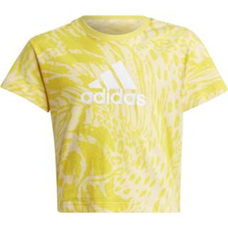 👉 Print T shirt geel meisjes Adidas Future Icon All Over T-shirt 4065429281214