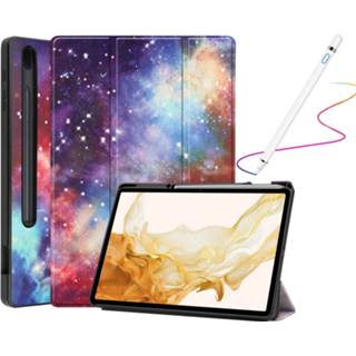 👉 Tablethoes active Case2go - Tablet Hoes & Stylus Pen geschikt voor Samsung Galaxy Tab S8 (2022) 11 inch Flexibel TPU Tri-Fold Book Case Met pencil houder 8719793171546