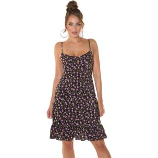 👉 Mini jurk zwart vrouwen Trendy zomer jurkje met bloemen-print
