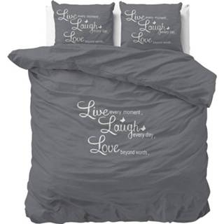 👉 Dekbedovertrek antraciet Microvezel-Polyester Sleeptime Essentials Live, Laugh and Love - 2-persoons (200 x 200/220 cm + 2 kussenslopen) 8720105699122