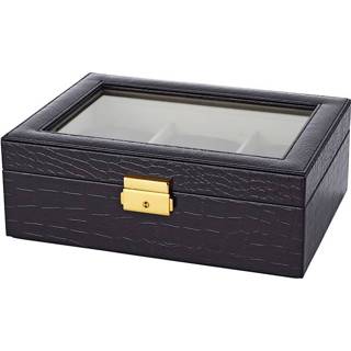 Horlogebox in krokolook Golden Style Zwart