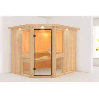 👉 Karibu | Sauna Amelia 3 met Dakkraag Helderglas 4010090667652