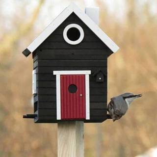 👉 Vogelhuisje active zwart FSC Hout Multiholk Black Cottage vogelhuisje/voederhuisje 7350054760119