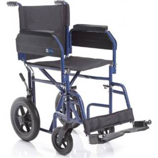 👉 Voetsteun blauw active Moretti opvouwbare transportrolstoel - afneembare armleuningen en voetsteunen
