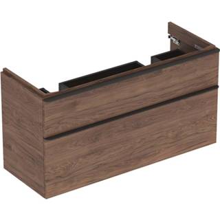 👉 Wastafelonderkast grijs spaanplaat Geberit Smyle 2 la 118,4x62cm notelaar hickory 500356JR1 4025416428916