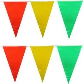 Vlaggen lijn plastic XL active groen geel rood Vlaggenlijn Carnaval rood/geel/groen - 20 meter | 7430439297222
