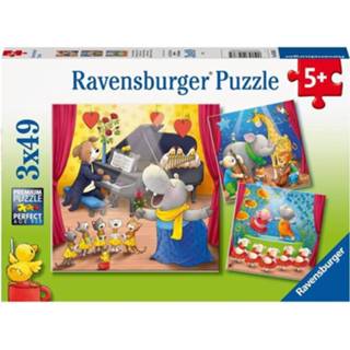 👉 Puzzel kinderpuzzels Dieren op het Podium (3 x 49 stukjes) 4005556056385