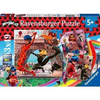 👉 Puzzel kinderpuzzels vrouwen Miraculous Heroes Lady Bug and Cat Noir (3x49 stukjes) 4005556051892