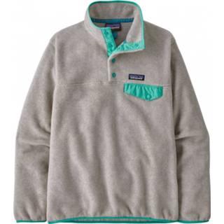 👉 Pullover s vrouwen Oatmeal Heather teal Patagonia - Women's Lightweight Synchilla Snap-T Fleece Fleecetrui maat S, / fresh 195699261723