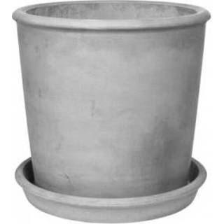 👉 Plantenbak zwart Fiberclay Rond Met Schotel Rolf L Charcoal 5710688200030