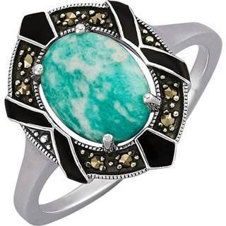 👉 Damesring turkoois zilver vrouwen amazoniet-cabochon met amazoniet en markasieten Esse Turquoise 4260724285374