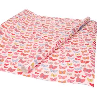 Inpakpapier roze Inpakpapier/cadeaupapier met gekleurde vlinders design 200 x 70 cm