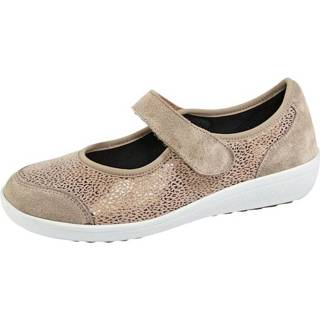 👉 Klittebandschoenen gestippeld vrouwen taupe Klittenbandschoen met stretchmateriaal bij de voorvoet Varomed 4040261084704