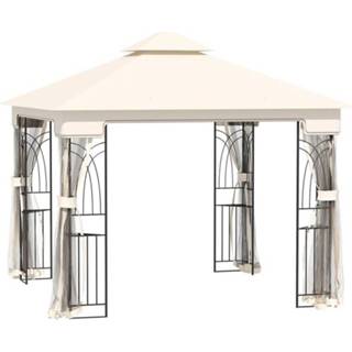 👉 Hoekplank active Sunny Tuinpaviljoen met dubbel dak en hoekplanken, crèmewit, 3 x m 6095806345374