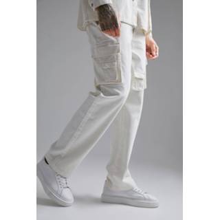 👉 Baggy Corduroy Cargo Broek Met Zakken, Ecru
