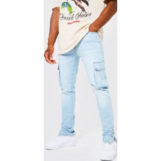 👉 Stretch Cargo Skinny Jeans Met Zakken En Drukknoopjes, Ice Blue