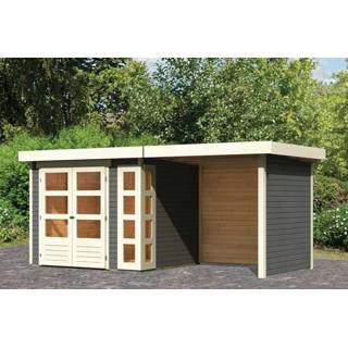 👉 Tuinhuisje Woodfeeling | Tuinhuis Kerko 3 met Overkapping 2,4, Zij- en Achterwand Terragrijs 4010090829357