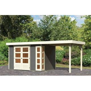 👉 Tuinhuisje Woodfeeling | Tuinhuis Kerko 4 met Overkapping 2,4 Terragrijs 4010090829418