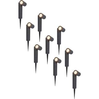👉 Prikspot wit zwart aluminium HOFTRONIC™ 9x Pinero dimbare LED prikspots - GU10 4000K neutraal Kantelbaar Tuinspot Pinspot IP65 voor buiten 8720365446733