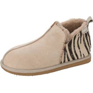 👉 Pantoffels animalprint beige vrouwen geruwd leer Pantoffel SHEPHERD