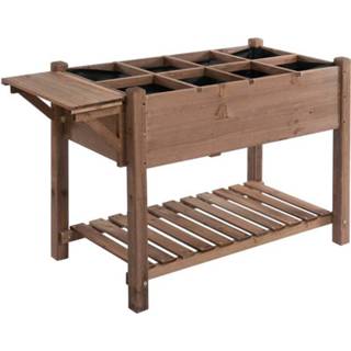 👉 Plantenbak bruin hout active Sunny Verhoogde met 8 Verdeelde Roosters 123 x 54 74 cm 6095800084019