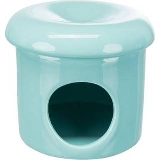 👉 Speel huisje keramiek tin turkoois Trixie speelhuis muizen met deksel turquoise 12X12X10 CM 4047974613610