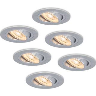 👉 Inbouwspot wit staal aluminium Geborsteld HOFTRONIC™ 6x Chandler LED met kleine inbouwdiepte - 3.8 Watt Warm 2700K module Dimbaar IP20 voor binnen 8720365442636