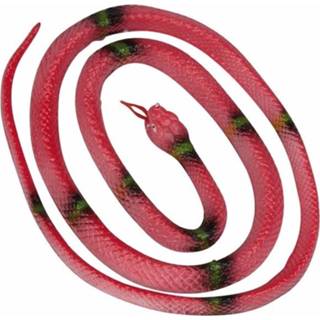 👉 Rubber slang rood kinderen Halloween - Rubberen 140 cm
