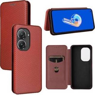 👉 Flipcase bruin koolstofvezel Asus Zenfone 9 Flip Case - 5714122241467