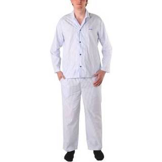 👉 Pyjama medium mannen wit BOSS Cotton Stripe Long * Actie