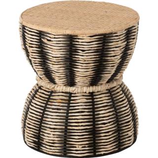 👉 Bijzettafel naturel rotan bohemian zwart J-Line Boho 5400924204006