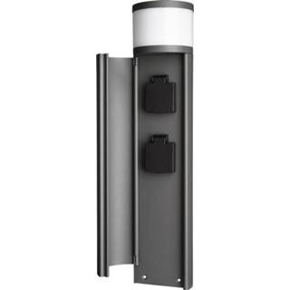 👉 Stopcontact donkergrijs LED contactdooszuil met twee stopcontacten, IP44 4042943160225