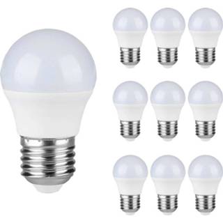👉 Kunststof V-TAC 10x E27 LED lamp - 4.5 Watt 3000K Vervangt 40 G45 8720722700324