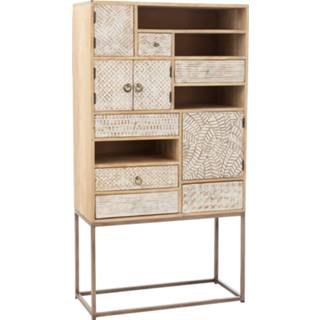 👉 Opbergkast beige hout onderhoudsproducten bohemian J-Line Aniek 5400924255213