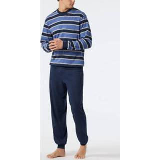 👉 Pyjama l blauw Schiesser met boorden 4007066140790