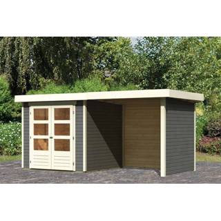 👉 Tuinhuisje Woodfeeling | Tuinhuis Askola 2 met Overkapping 2,4, Zij- en Achterwand Terragrijs 4010090829067