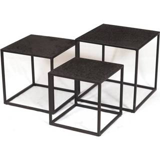 👉 Salontafel zwarte metaal zwart - set bijzettafel 45 cm 8720663519795