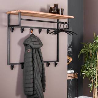 👉 Kapstok edge hoog 12 haken hoedenplank / Massief acacia naturel