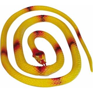 👉 Rubber slang geel kinderen Halloween - Rubberen 140 cm