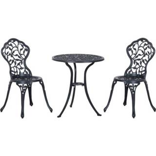 Aluminium tuinset zwart active Sunny Bistro Set 3-delige Gegoten met 2 Stoelen 6095810740776