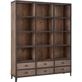 👉 Boekenkast zwart hout onderhoudsproducten dustrieel naturel J-Line Koya 5400924250713