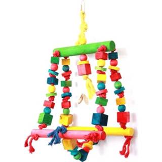 👉 Metaal Happy pet speelgoed double swing papegaai 25X44 CM