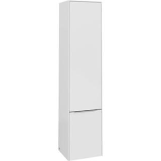 👉 Villeroy & Boch Subway 3.0 hoge kast met 2 linksdraaiende softclose deuren met aluminium glanzende greep, 1 vast schap en 4 glazen planchetten 40 x 34,6 x 171 cm, brilliant white