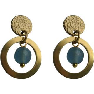 👉 Oorbel blauw goud nederlands Flow Jewels Hang Oorbellen Fien Licht Steentje