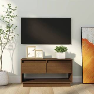 Grenenhout active Tv-meubel 74x34x40 cm massief honingbruin 8720286904800